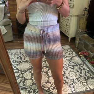 Cozy Knit Striped Shorts
